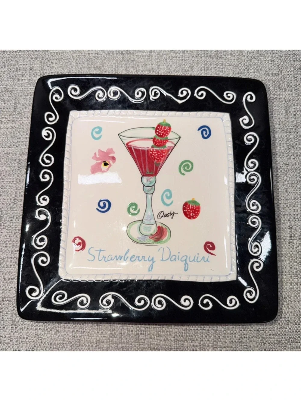 Ormsby Strawberry Daiquiri Decorative Plate Cape Craftsmen Bar Decor